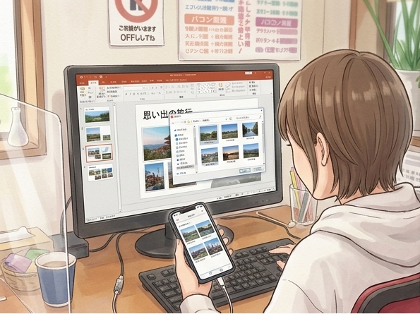 スマホをパソコンに接続してコピー準備