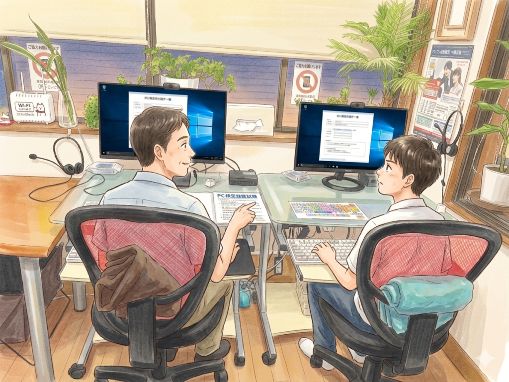 お父さんと高１の男の子が教室へ体験に来てくれました