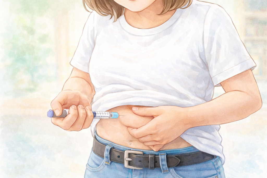 1型糖尿病とインスリン注射イラスト